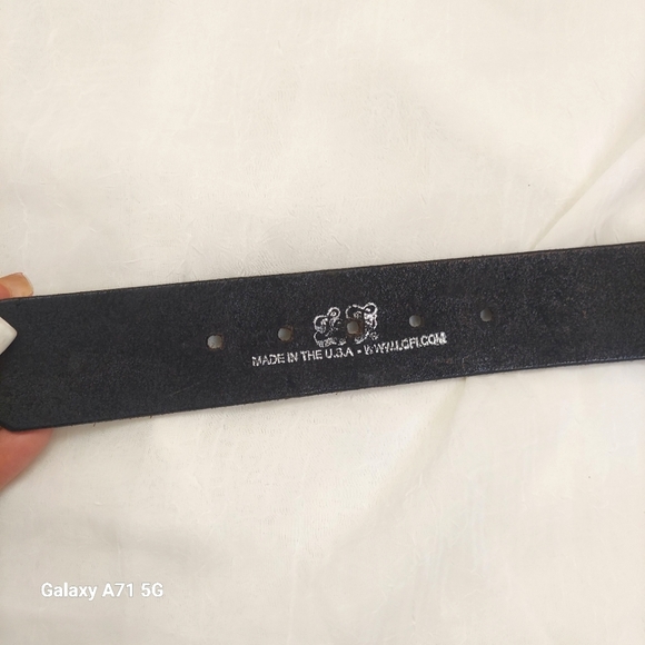 LoFi Black Leather Motorcycle Belt with Silver Buckle Embellishments 35" - Picture 5 of 9